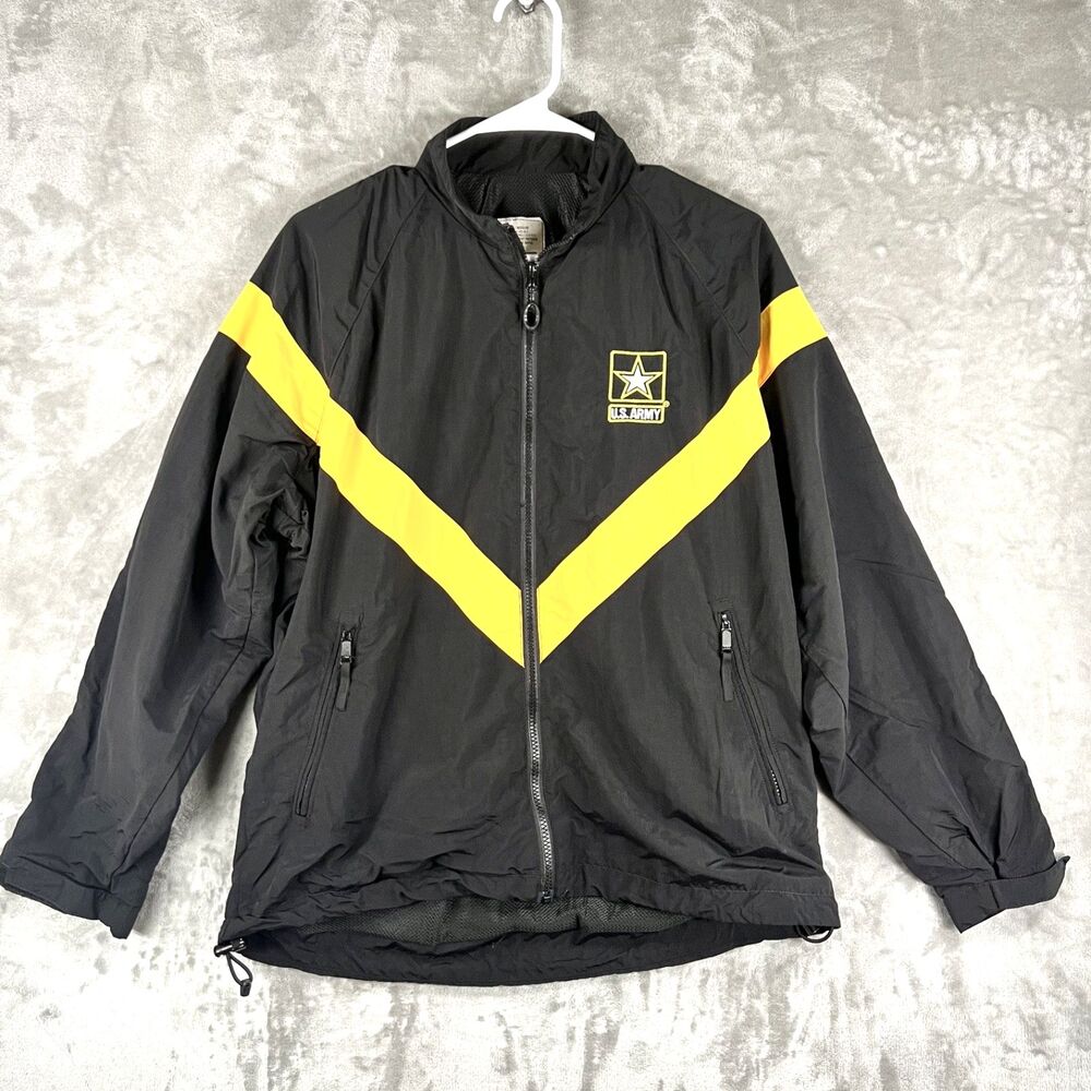 US Military APFU Medium Jacket Army Black and Gold PT Fitness Windbreaker